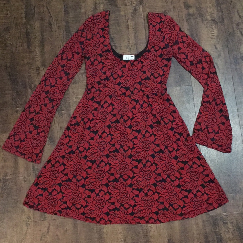 Red lace floral dress